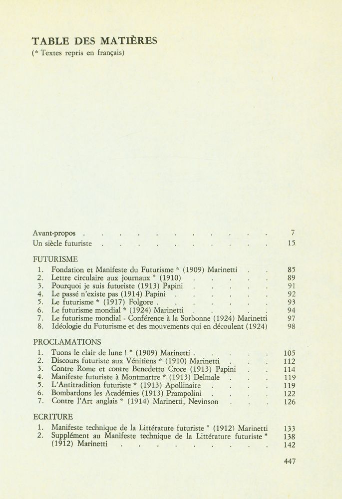 『FUTURISME : MANIFESTES - PROCLAMATIONS DOCUMENTS』 2