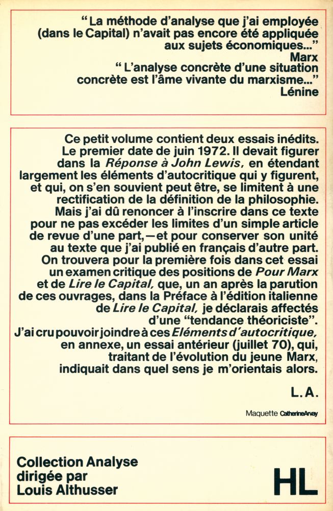 『éléments d'autocritique』 3