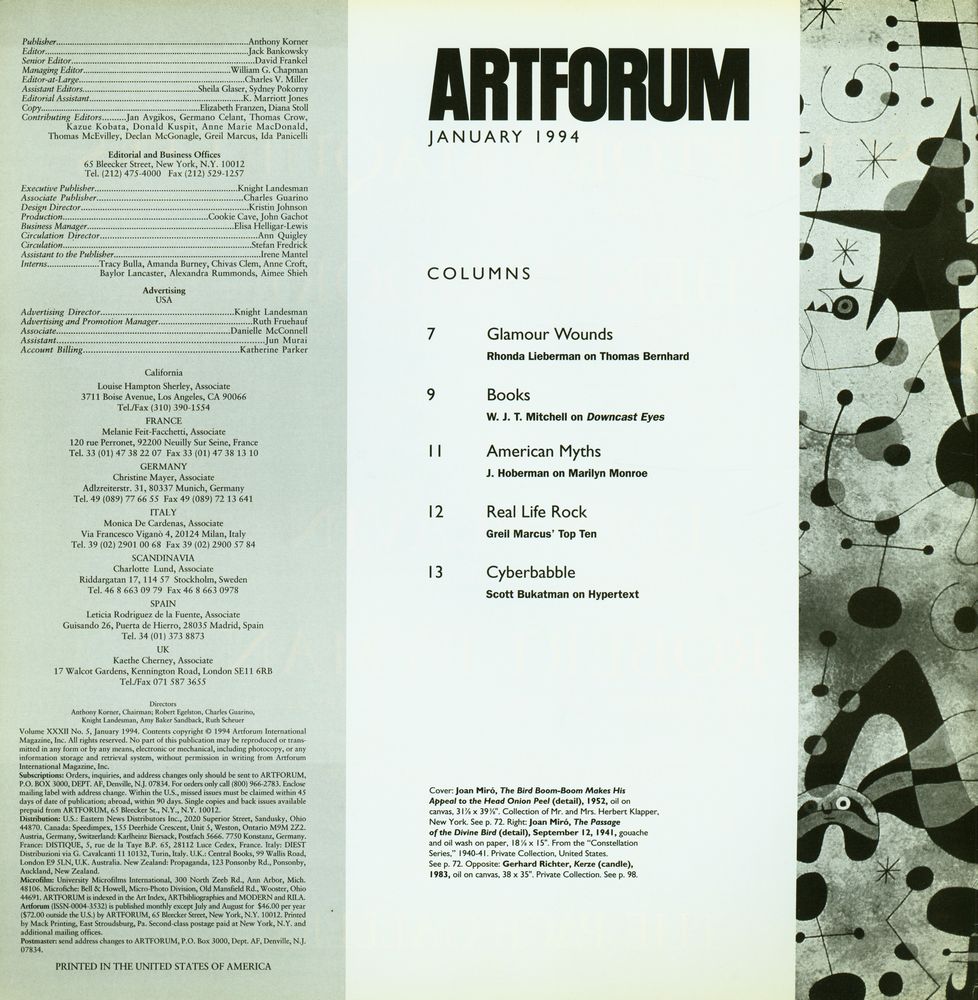 『ARTFORUM INTERNATIONAL』 January 1994 2