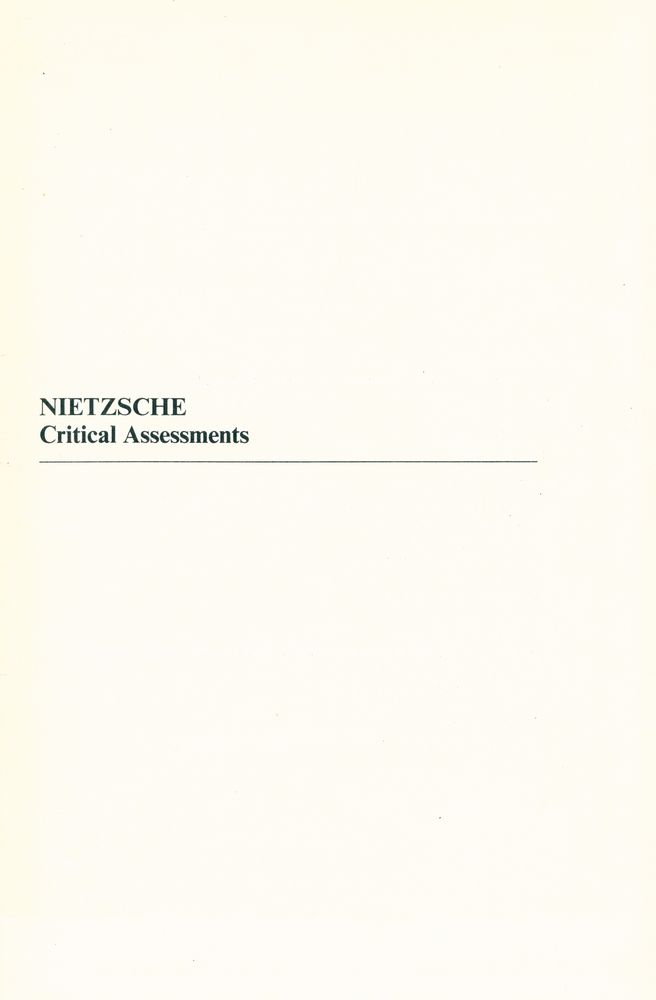 『Nietzsche: critical assessments Volume Ⅲ』 1