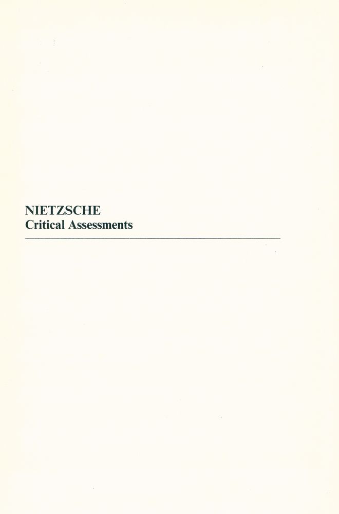 『Nietzsche: critical assessments Volume Ⅱ』 1