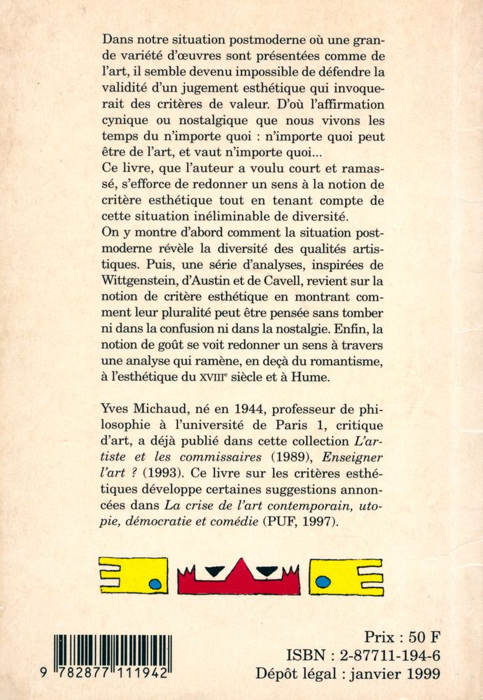 『CRITÈRES ESTHÉTIQUES ET JUDGEMENT GOÛT』 3