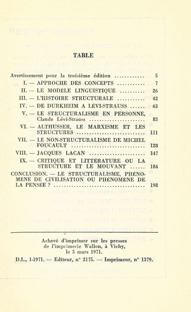 『Clefs Pour LE STRUCTURALISME』 2
