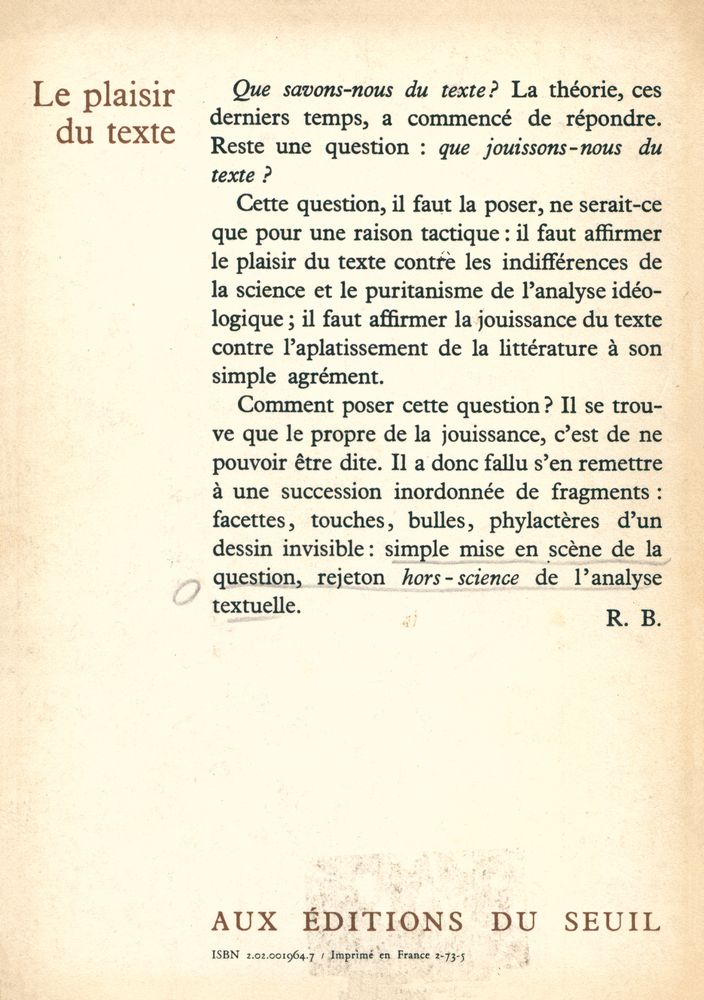 『LE PLAISIR DU TEXTE』 3