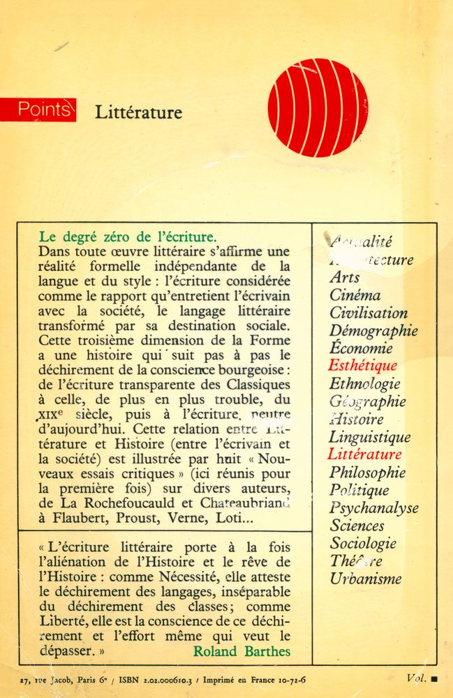 『Le Degré zéro de l'écriture suivi de Nouveaux Essais critiques』 4