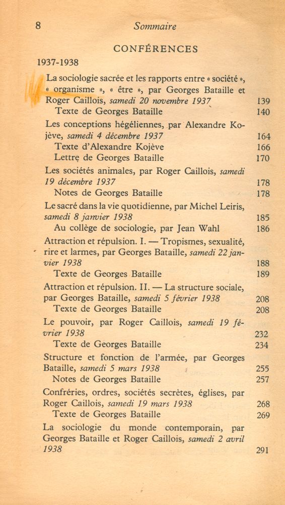 『Le Collége de Sociologie(1937 - 1939)』 3
