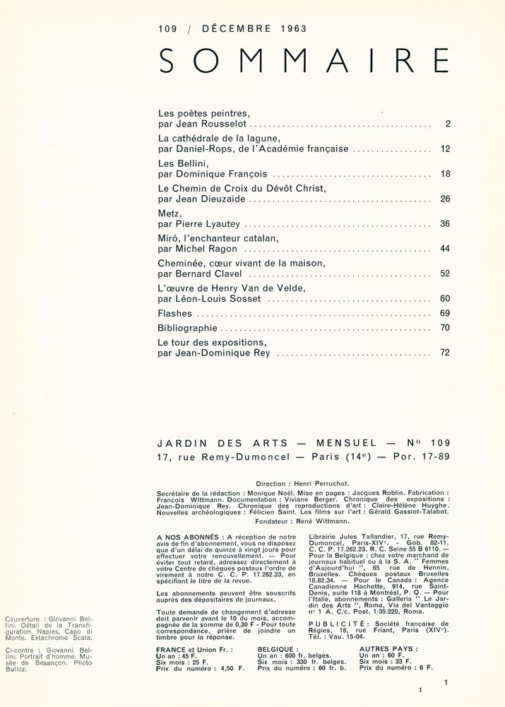 『JARDIN DES ARTS』 Nº 109  Décembre 1963 2