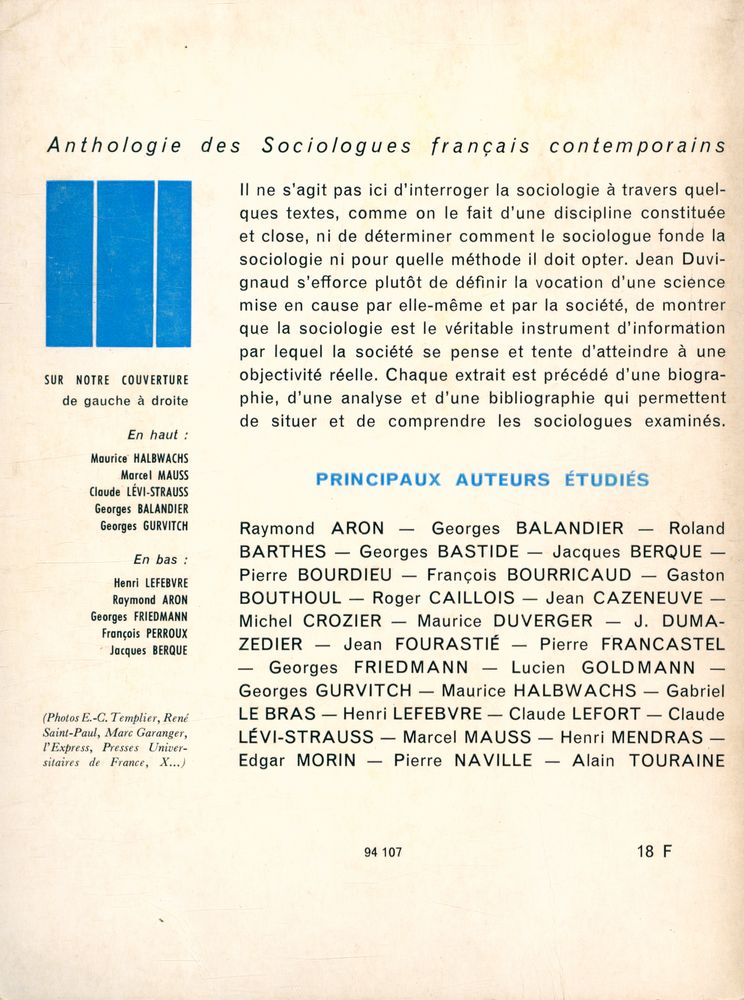 『ANTHOLOGIE DES SOCIOLOGUES FRANÇAIS CONTEMPORAINS』 4