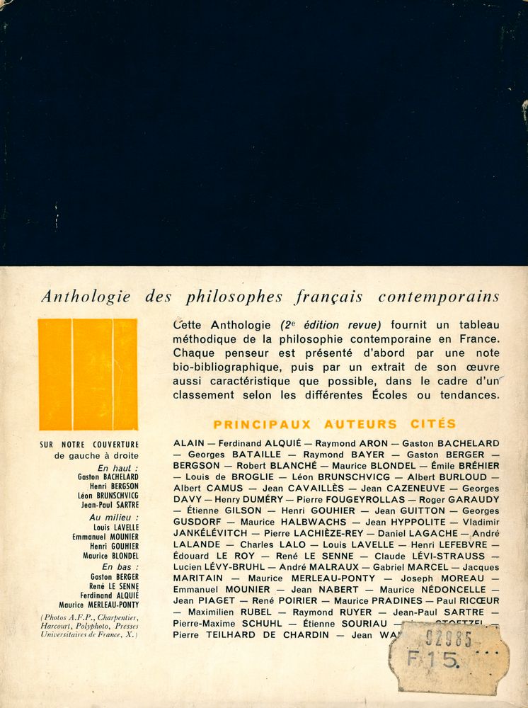 『Anthologie des PHILOSOPHES FRANÇAIS CONTEMPORAINS』 5
