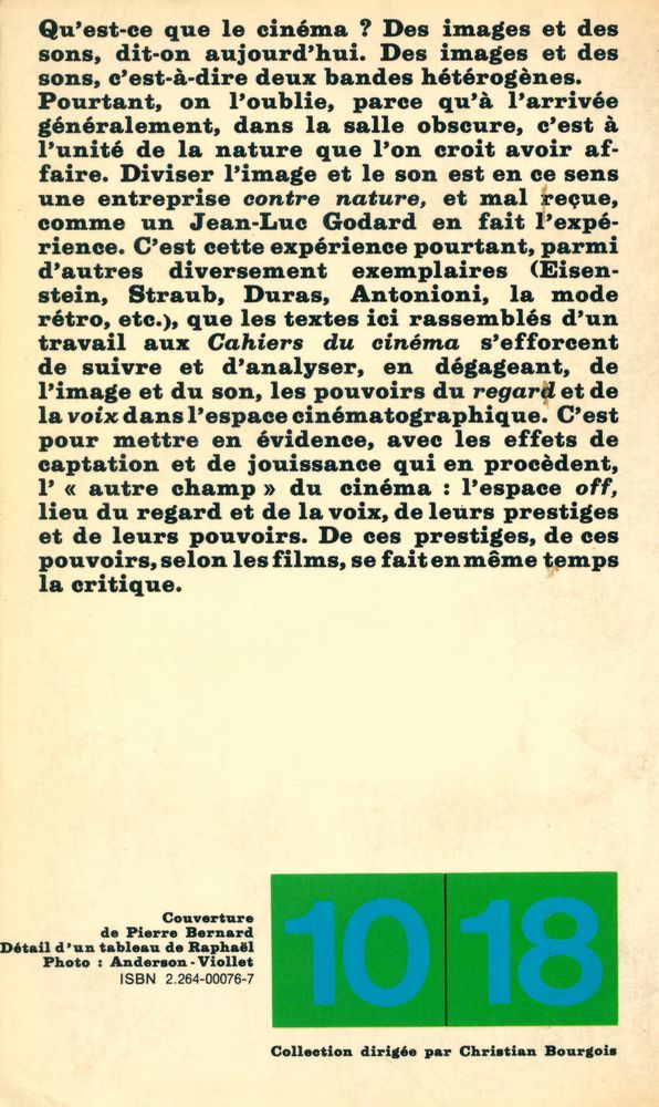 『LE REGARD ET LA VOIX : Essais sur le cinéma』 4
