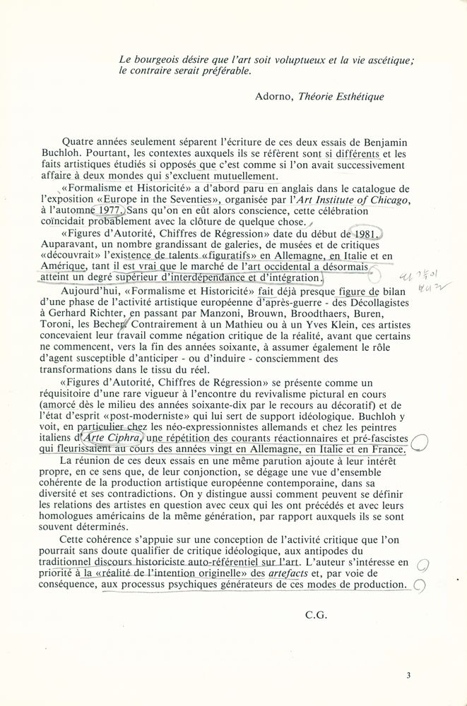 『FORMALISME ET HISTORICITE - AUTORITARISME ET REGRESSION : deux essais sur la production artistique dans l'Europe contemporaine』 2