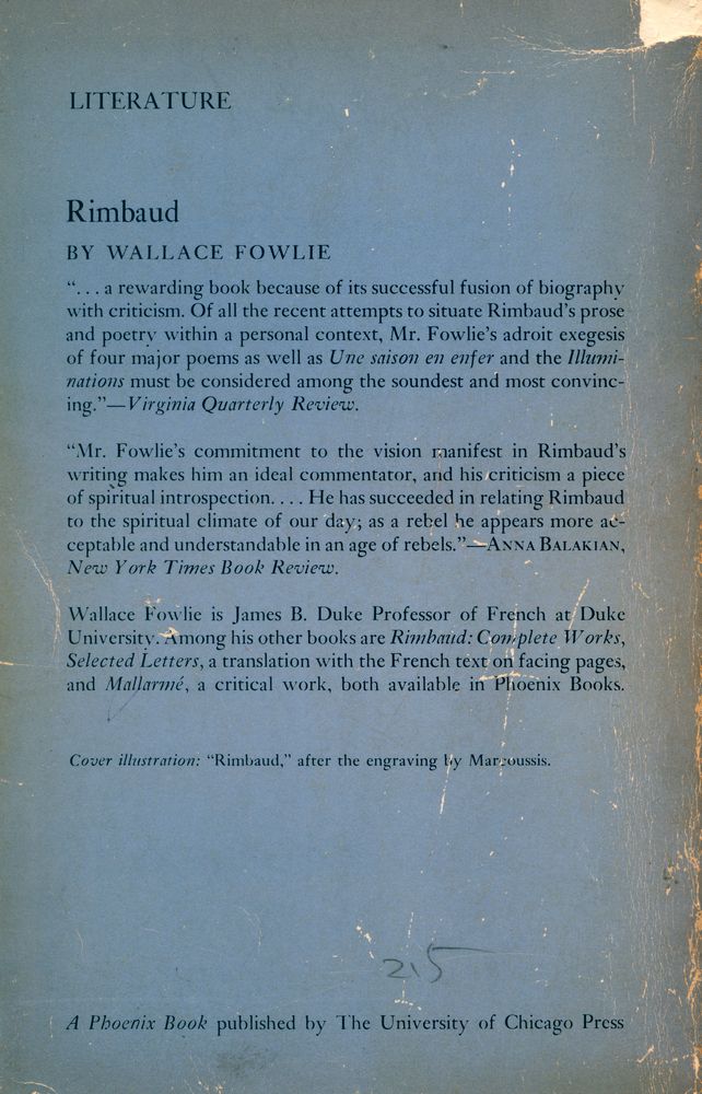 『Rimbaud : A Critical Study』 4