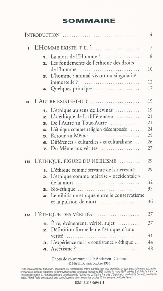 『L'éthique : Essai sur la conscience du Mal』 2