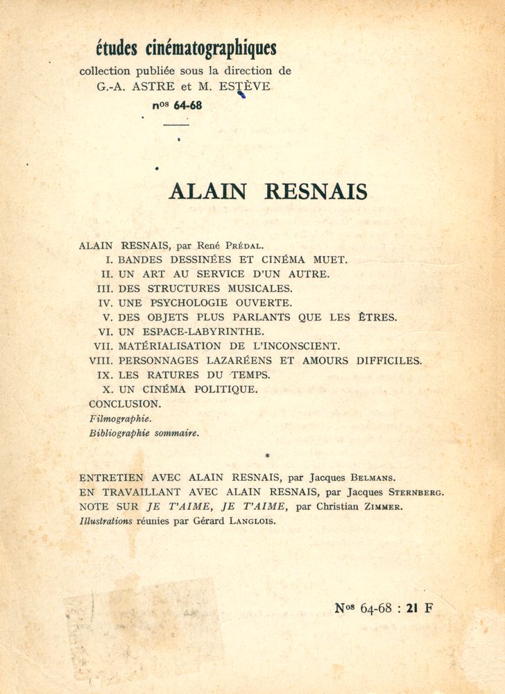 『études cinématographiques 64 - 68 - ALAIN RESNAIS』 4