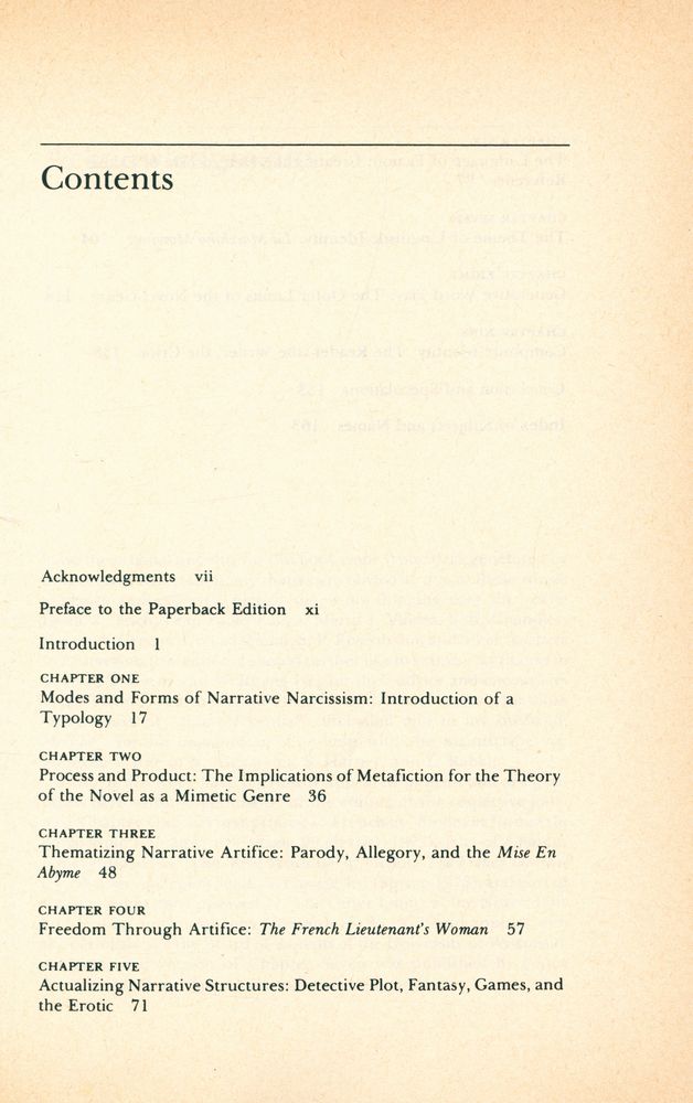 『University paperback 857 - Narcissistic Narrative : The Metafictional Paradox』 2