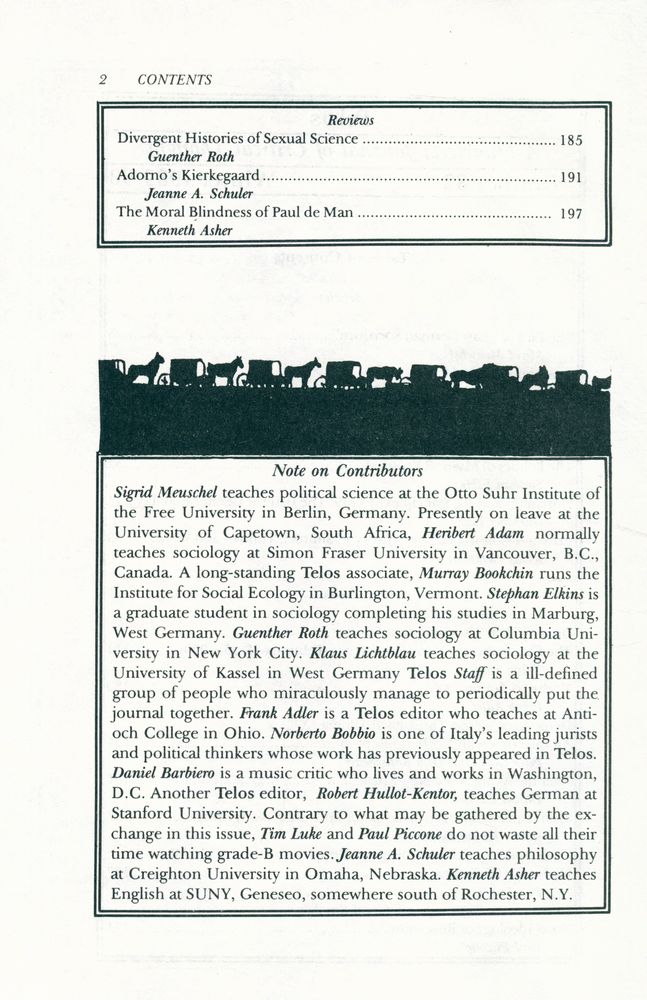 『Telos』 No. 82 - 83 Winter 1989-90 3