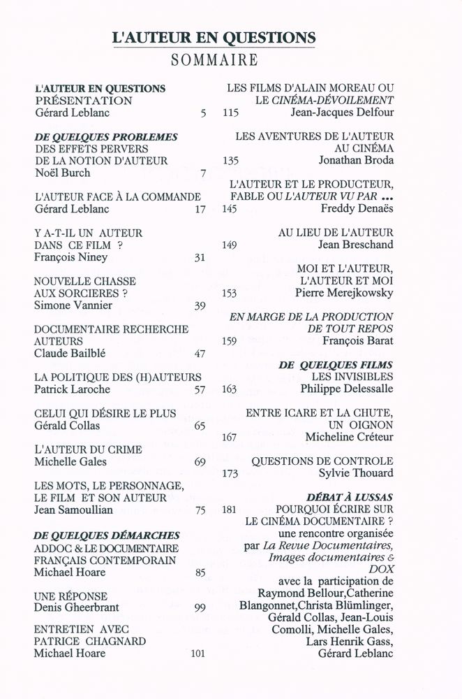 『LA REVUE DOCUMENTAIRES』 N°14 2
