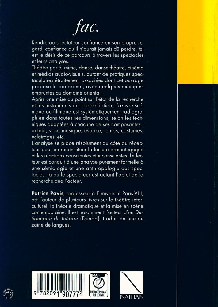 『L'Analyse des spectacles : théâtre, mime, danse, danse - théâtre, cinéma』