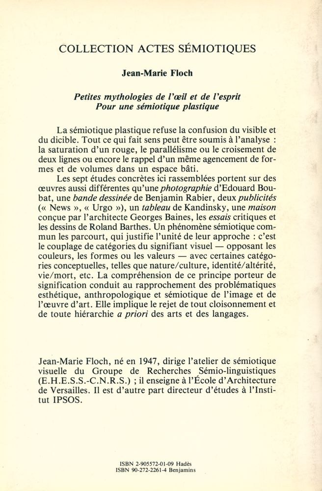 『Petites mythologies de l'œil et de l'esprit : Pour une sémiotique plastique』 5
