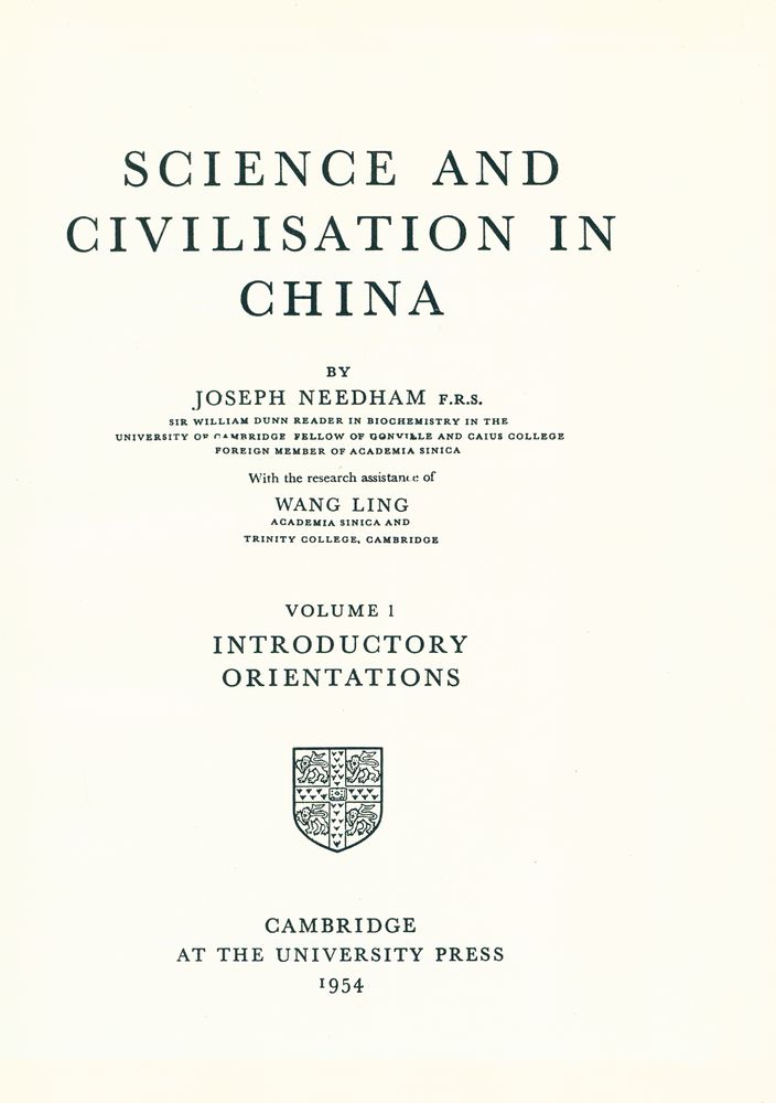 『SCIENCE AND CIVILISATION IN CHINA : VOLUME 1 INTRODUCTORY ORIENTATIONS』 1