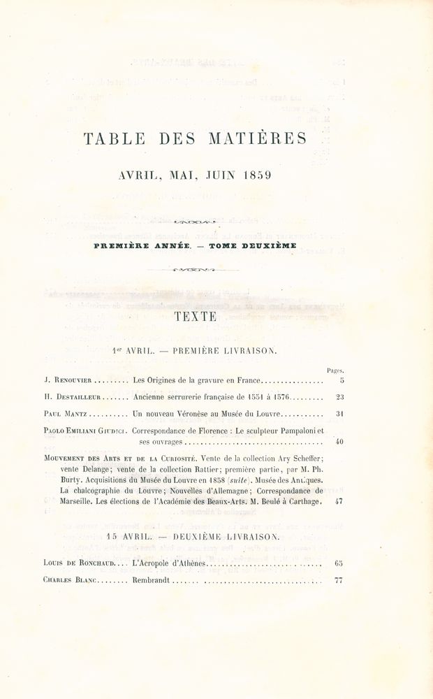 『GAZETTE des BEAUX - ARTS 2 : Courrier Européen de L'ART et de la CURIOSITÉ』 2