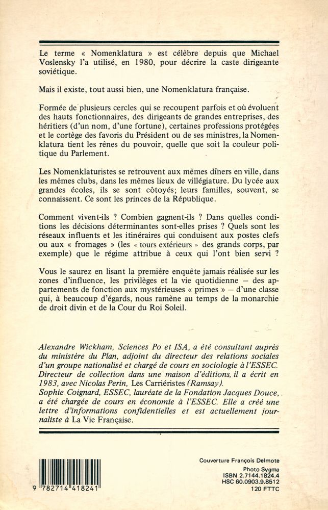 『LA NOMENKLATURA FRANÇAISE : Pouvoirs et privilèges des élites』 3