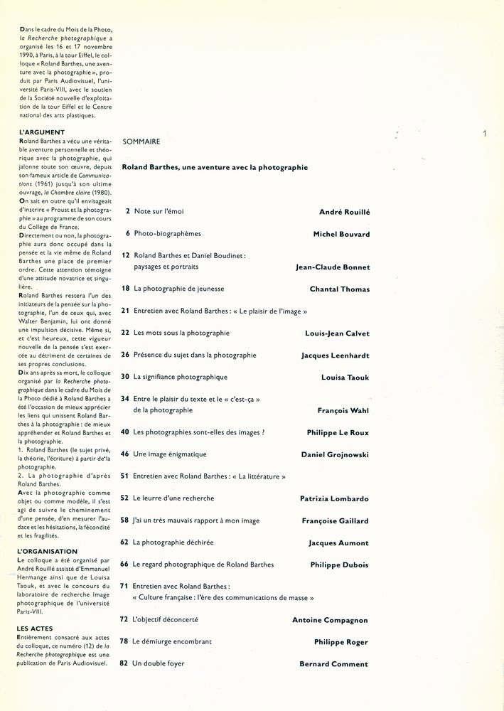 『LA RECHERCHE PHOTOGRAPHIQUE』 N° 12 JUIN 1992 2