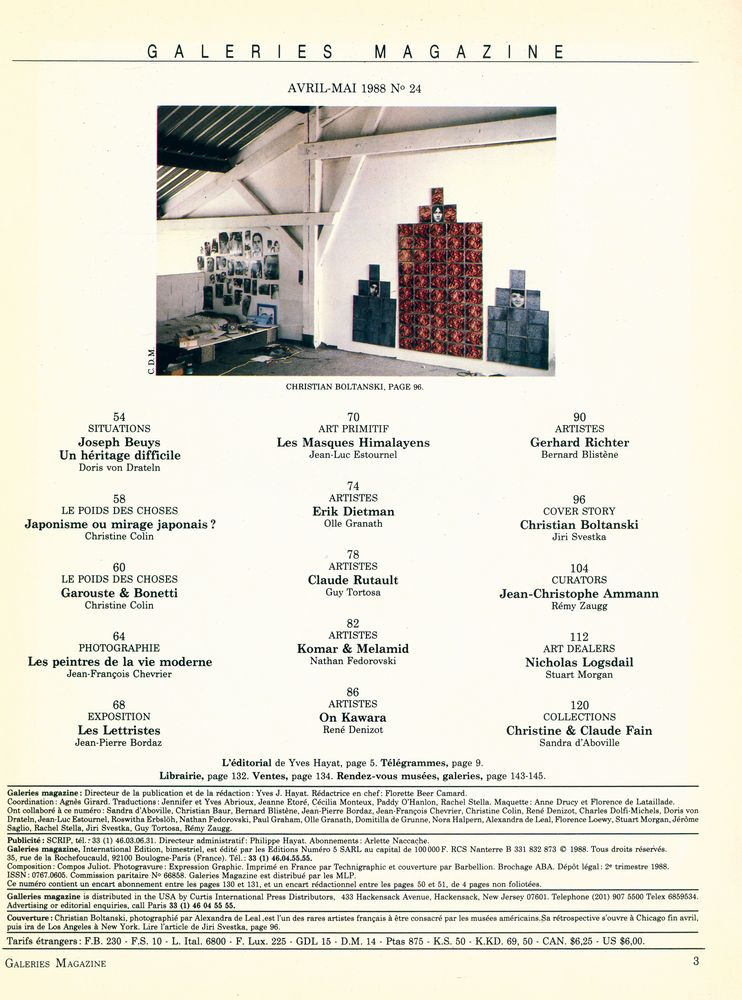 『GALERIES MAGAZINE』 AVRIL - MAI 1988 N° 24 2