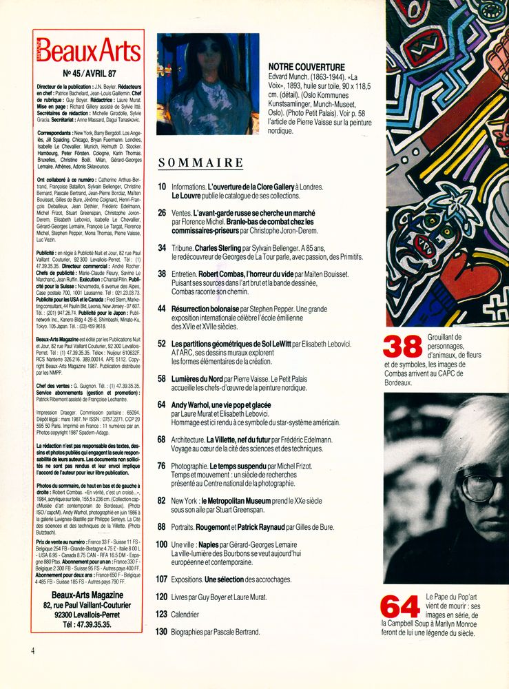 『BEAUX ARTS MAGAZINE』 Nº 45 AVRIL 1987 2