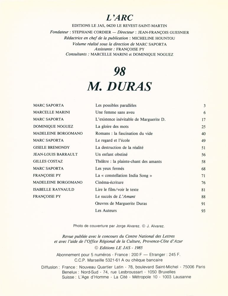 『L'ARC 98 - MARGUERITE DURAS』 2
