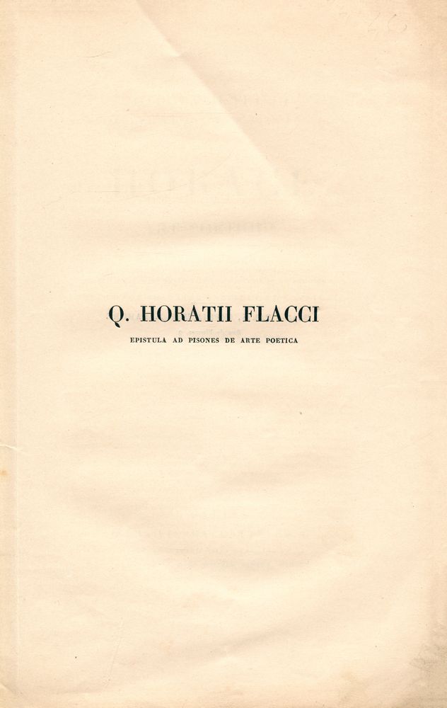 『HORACE : ART POÉTIQUE』 1