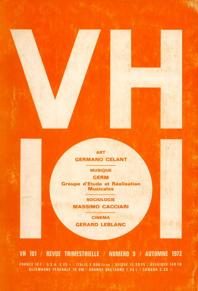 『VH 101』 NUMERO 9 AUTOMNE 1972 1