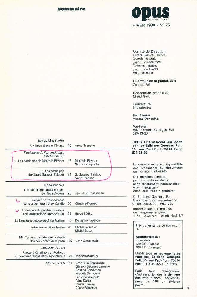 『OPUS INTERNATIONAL』 75 HIVER 1980 2