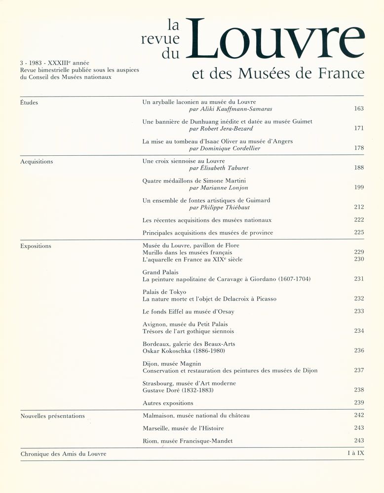 『La Revue Du Louvre Et Des Musees De France』 3 1983 2
