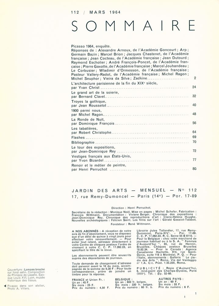 『JARDIN DES ARTS』 N° 112 MARS 1964 2