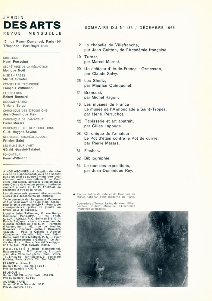 『JARDIN DES ARTS』 N° 133 DÉCEMBRE 1965 2