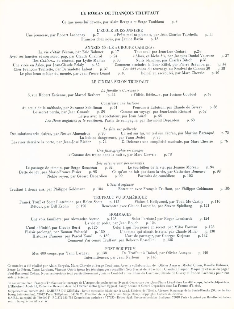 『CAHIERS DU CINEMA』 NUMÉRO SPÉCIAL DÉCEMBRE 1984 2