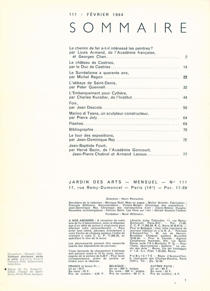 『JARDIN DES ARTS』 N° 111 FÉVRIER 1964 2