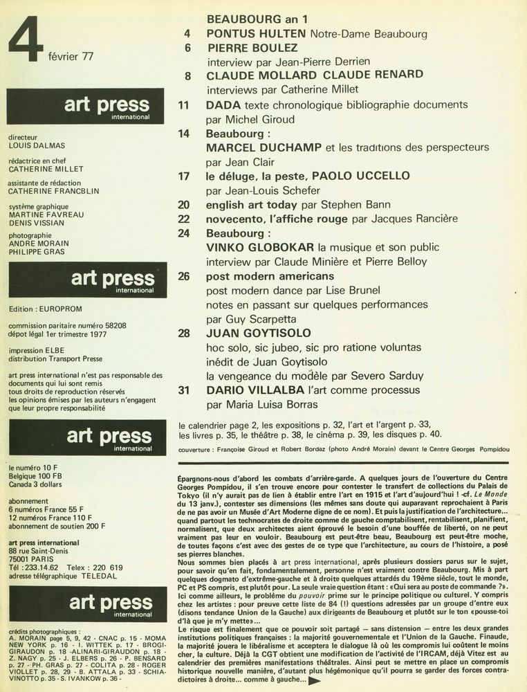 『art press international』 4 février 1977 2