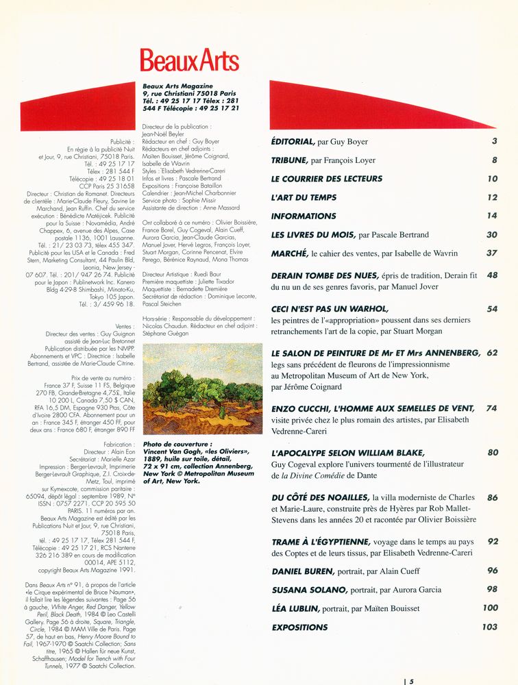 『Beaux Arts Magazine』 N° 92 JUIL·AOUT 1991 2
