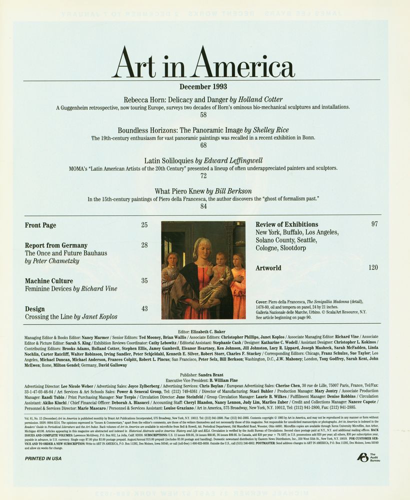 『Art in America』 December 1993 2