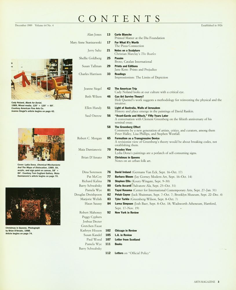 『ARTS MAGAZINE』 DECEMBER 1989 2