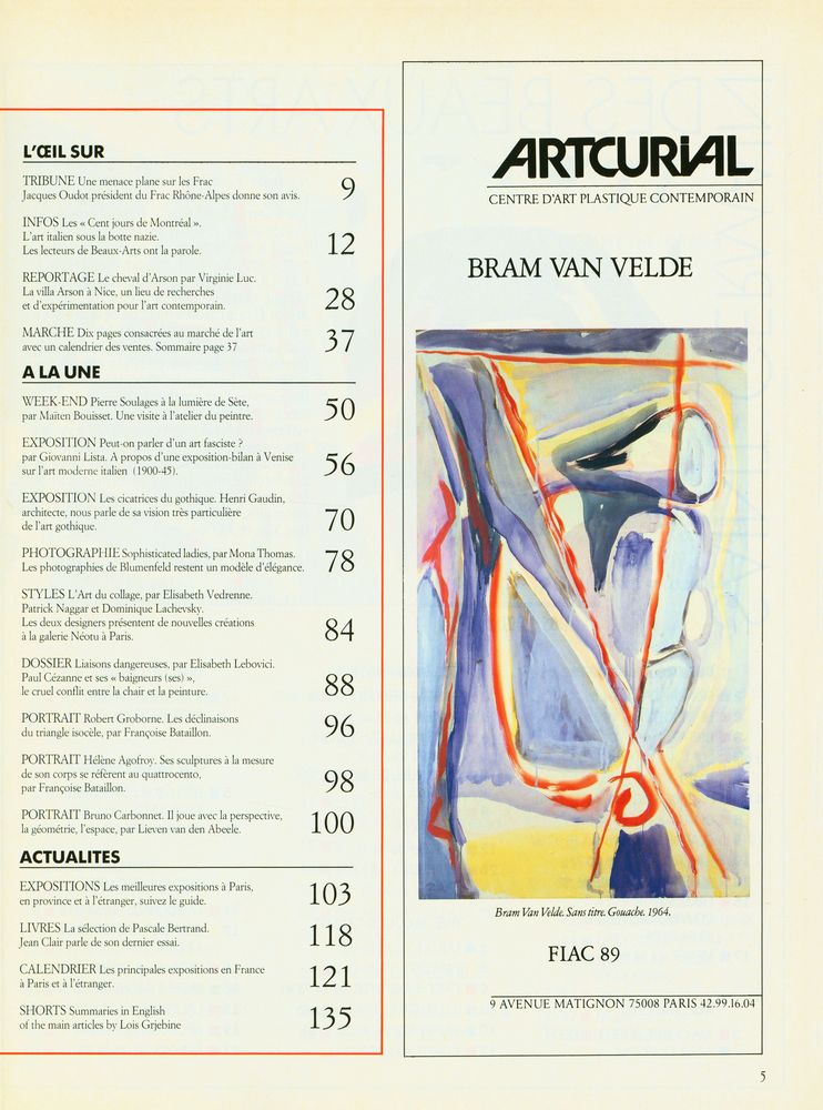 『Beaux Arts Magazine』 N° 71 SEPTEMBRE 1989 3