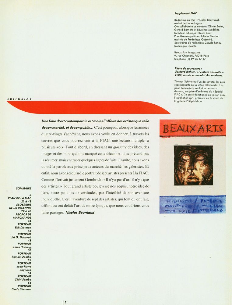 『Beaux Arts Magazine』 Supplément Spécial FIAC 2