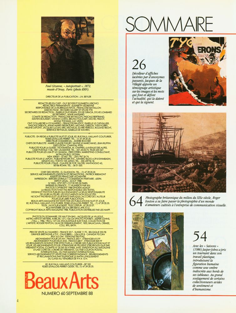 『Beaux Arts Magazine』 N° 60 SEPTEMBRE 1988 2