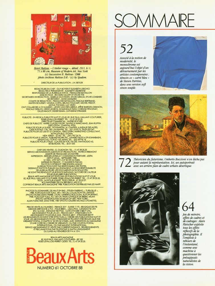 『Beaux Arts Magazine』 N° 61 OCTOBRE 1988 2