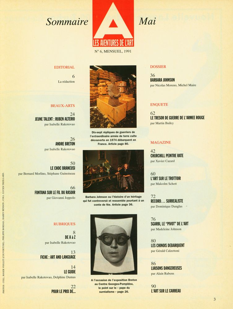 『A LES AVENTURES DE L'ART』 N° 6 MAI 1991 2