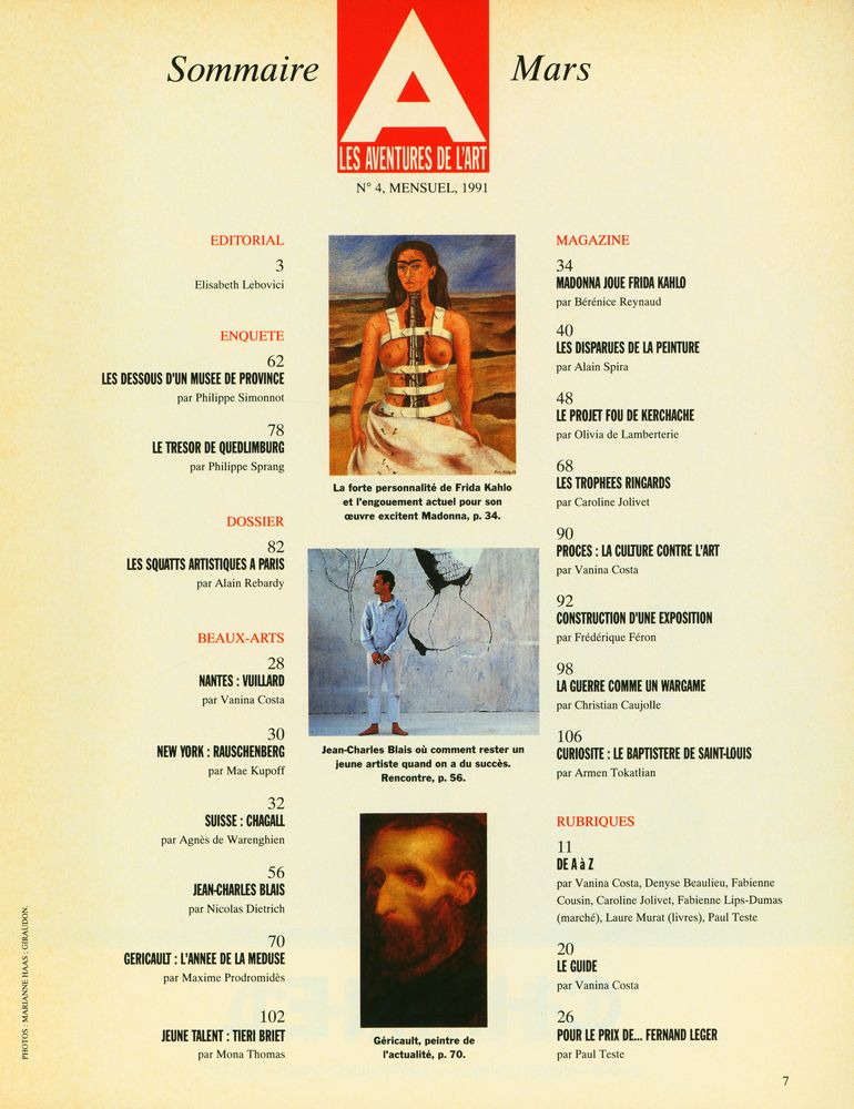 『LES AVENTURES DE L'ART』 N° 4 MARS 1991 2