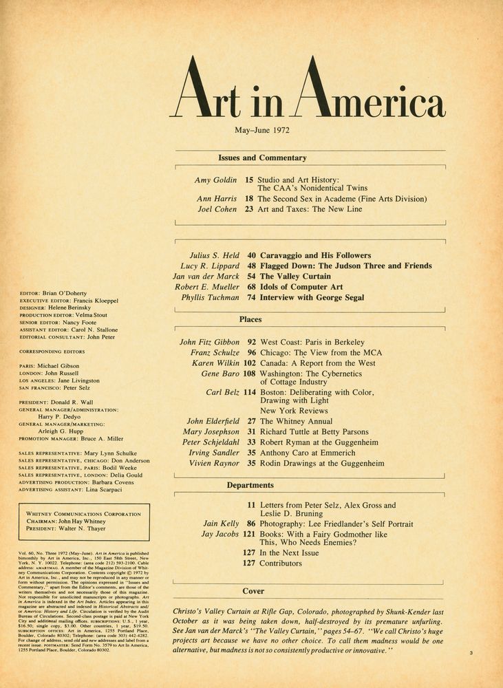 『Art in America』 May - June 1972 Vol. 60 N°3 2