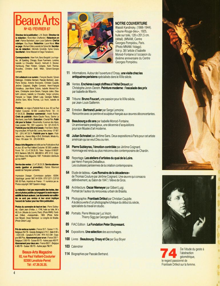 『Beaux Arts Magazine』 N° 43 FEVRIER 1987 2